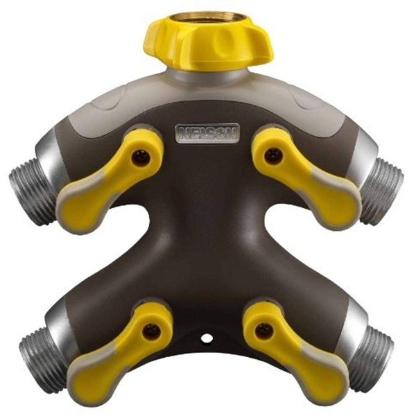 Nelson High Flow Plastic Quad Shut-Off Valve with Swivel Connect