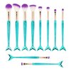 Mermaid Makeup Brushes, 10PCs Professional Premium Makeup Brush Set Foundation Powder Eyeshadows Blending Blush Skin Care Products Brushes (Blue)
