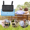 Walker Bags for Folding Walker - Durable Walker Baskets for Rolling Folding Walker with Reflective Strips, Universal Walker Bag Wheel Chair Accessories Bag, Two Adjustable Velcro Straps, Black