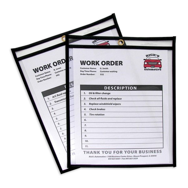C-Line Stitched Shop Ticket Holders, Both Sides Clear, 8.5 x 11 Inches, 25 per Box (46911)