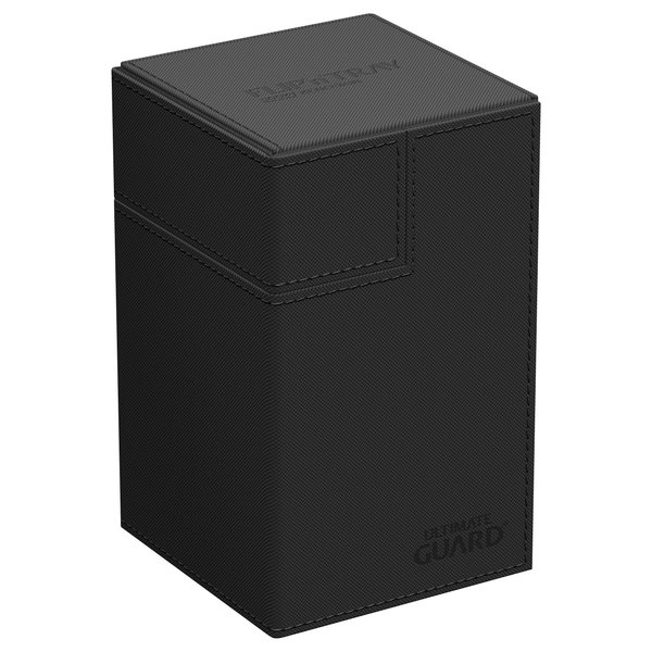 Ultimate Guard Flip 'n' Tray 100+, Deck Case for 100 Double-Sleeved TCG Cards + Dice Tray, Black, Independent Magnetic Closure & Microfiber Lining