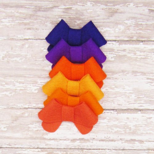 Set of 6 Felt Bows Pinks Alligator Clip or French Barrette (Alligator Clip Left)