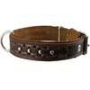 Genuine Leather Braided Studded Dog Collar, Soft Suede Padded Brown 1.5" Wide. Fits 17"-21" Neck.
