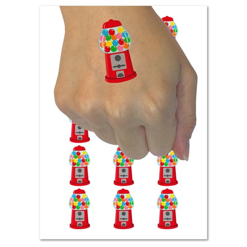 Gumball Machine Temporary Tattoo Water Resistant Fake Body Art Set Collection - 15 2" Tattoos (1 Sheet)