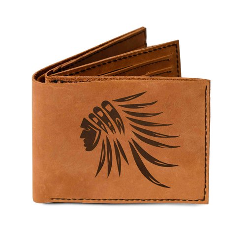 Men's Indian Head Style -1 Handmade Genuine Leather Trifold Wallet MHLT_05