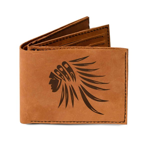 Men's Indian Head Style -1 Handmade Genuine Leather Trifold Wallet MHLT_05