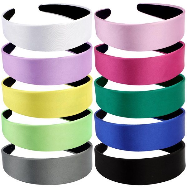 VELSCRUN White Black Pink Red Headbands for Women Girls 1.6 Inch Satin Wide Fashion Headband Head Bands for Women's Hair Bands Cosplay Halloween Costumes Hair Accessories Gifts for Mothers Sisters