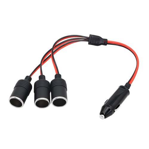 CERRXIAN 1 to 3 Car Cigarette Lighter 12v 24v Power Charger Adapter 3 Way Socket Splitter Female Socket Plug Extension Cord Cable
