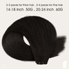 Full Shine Genius Weft Extensions Straight Human Hair Sew In Extensions Hand Tied Weft Human Hair Black Hair Extensions Silky Hair Weft Hair Extensions Black Real Hair Extensions Sew In 50G 16 Inch