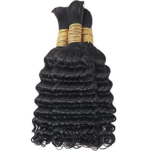 Human Braiding Hair 1 Bundle 20" 100g Deep Water Wave Human Hair Bulk for Braiding Boho Braids No Weft Brazilian virgin Curly Loose Wave Bulk Human Hair Extensions for Boho Braids Wet and Wavy Bulk