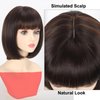 AliRobam Bob Wig with Bangs Short Straight Wigs for Black White Women Mix Brown Heat Resistant Synthetic Fiber Wigs for Daily Party Halloween Cosplay (M4/30)