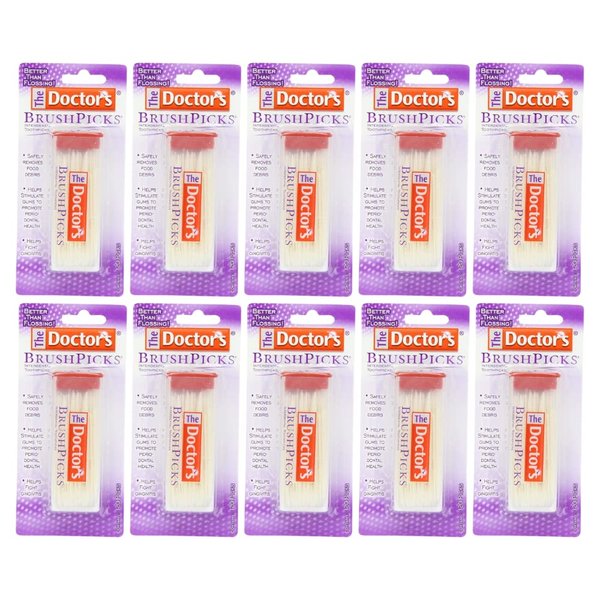 The Doctor's BrushPicks Interdental Toothpicks, 120 Count. (Pack of 10)