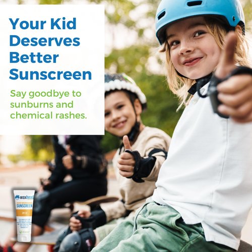 Waxhead Childrens Sunscreen Kids - Tear Free Natural Zinc Oxide Kid Sunscreen for Kids Face Sunscreen, Kids Mineral Sunscreen Kids Sunblock Kids Sunscreen Lotion, Biodegradable