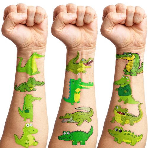 Generic Alligator Temporary Tattoos Crocodile Birthday Party Supplies Favors Decorations Super Cute 96PCS Fake Tattoos Stickers for Boys Girls School Classroom Rewards Gifts Ideal