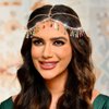 Aukmla Boho Head Chain Gold Beaded Tassel Hair Chains Festival Costume Headband Hair Accessories for Women and Girls