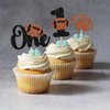 24Pcs Rugby 1st Birthday Cupcake Toppers Glitter First Birthday American Football One Cupcake Picks Decorations for Rugby Sports Theme Baby Shower Kids 1st Birthday Party Cake Supplies