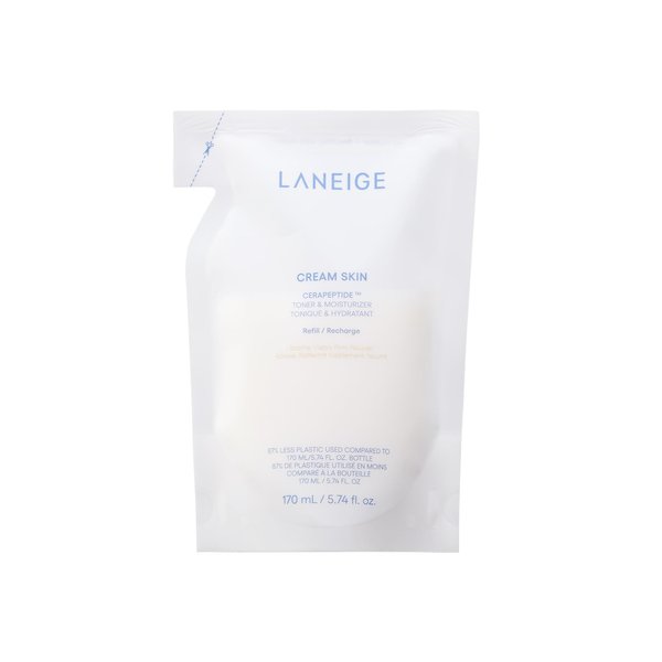 LANEIGE Cream Skin Toner & Moisturizer Refill with Ceramides and Peptides: Amino Acid, Nourish, Hydrate, Barrier-Boosting, Visibly Firm