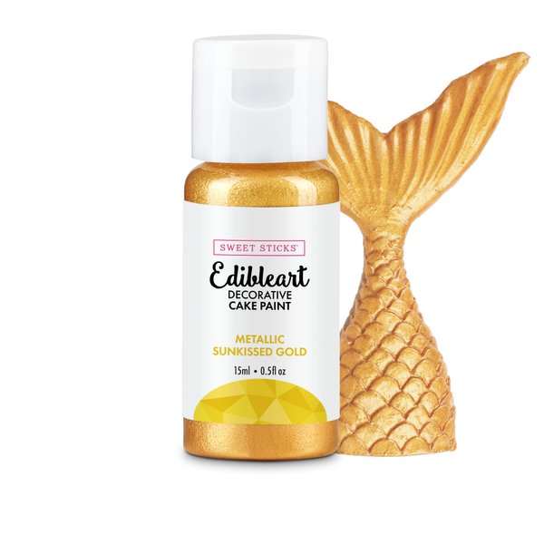 SWEET STICKS Edible Art Decorative Cake Paint 0.5 Ounce (15 Milliliters), Metallic Sunkissed Gold
