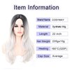 COSYMAY Silver Wig Natural Wave Synthetic Wig with Wavy Ends 22 inch Long Cosplay Wig for Women Glueless Heat Resistant Costume Wig Daily Wear Middle Part Full Wig
