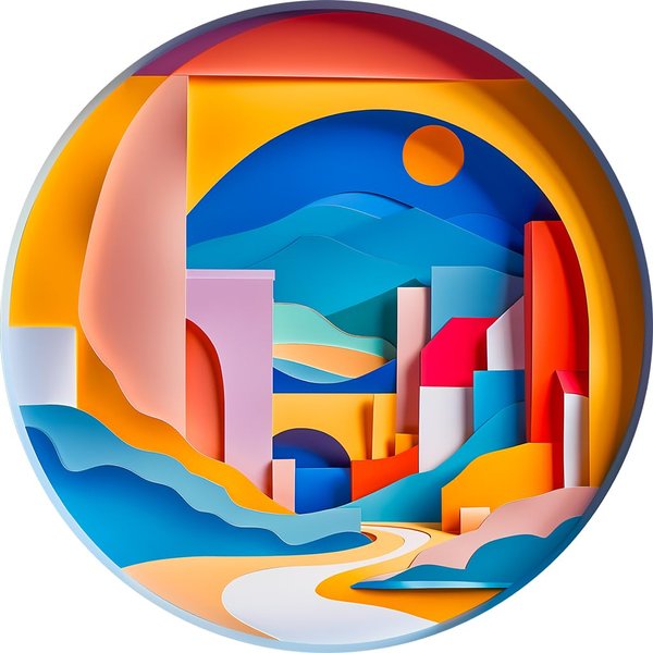 Bgraamiens Puzzle-Distance- 3D Visual Sunrise in The Distance 1000 Pieces Round Puzzle for Adult,Unique Puzzle, Modern Art Puzzle Hard Challenge Puzzle for Adult