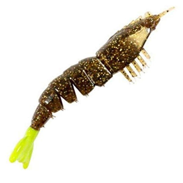 Z-Man EZSU-240PK4 Elaztech Ez Shrimpz Unrigged 3.5", Root Beer/Chart Tail
