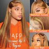 22Inch Highlight Ombre Lace Front Wigs Human Hair 13X4 5/27 Honey Blonde HD Lace Front Wig Pre Plucked with Baby Hair Ombre Straight Lace Front Wig Brazilian Human Hair for Women 180% Density