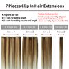 HUAYI Clip in Real Human Balayage Hair Extensions Chocolate Brown To Caramel Blonde 20in 70g 7pcs Straight Silky Hair Extensions For Women(20inch 7pcs 70g)