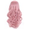BERON Pink Wig Long Wavy Wig Lovely Pink Wig with Bangs for Women Candy Pink Wig Long Curly Wig Pink Synthetic Wig with Wig Cap