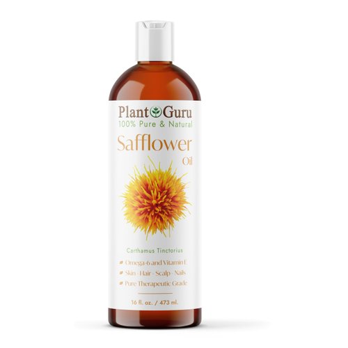 Safflower Oil 16 fl. oz. High Oleic Cold Pressed, 100% Pure Natural Carrier Oil for Skin, Face, Body, and Hair. Great for DIY Creams, Lotions, and Lip Balms