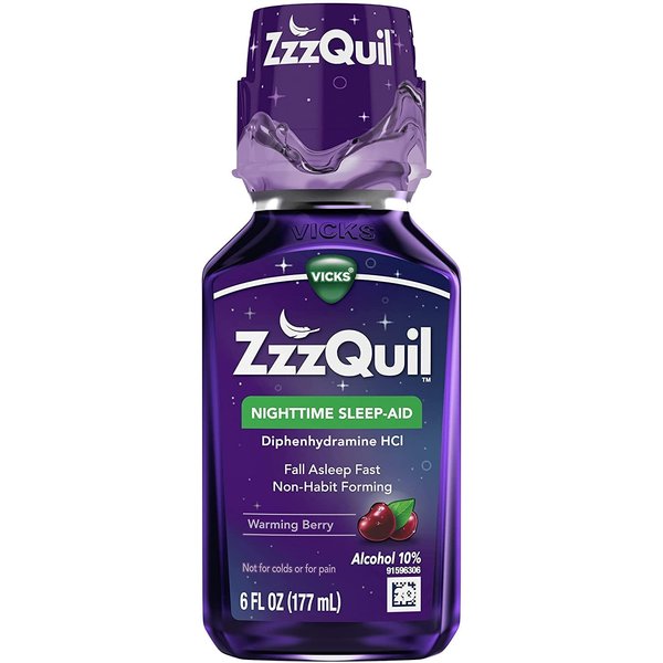 ZzzQuil Vicks Nighttime Sleep-Aid Liquid Warming Berry Flavor - 6 Oz, 2 Pack