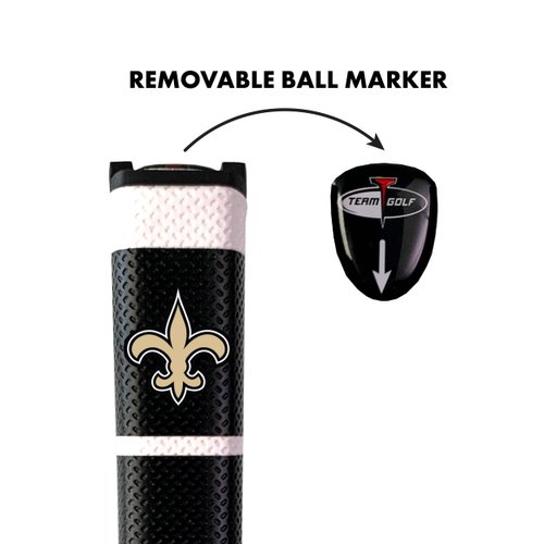 Team Golf NFL New Orleans Saints Golf Putter Grip Golf Putter Grip with Removable Gel Top Ball Marker, Durable Wide Grip & Easy to Control