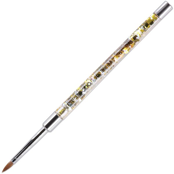 PANA 3D Kolinsky Nail Art Brush - Gold Glitter Handle, Size 5 - Acrylic Nail Art Sculpture Brush for Manicures Pedicure Salon Professional or Beginner