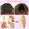HOOJIH Ponytail Extension, Drawstring Ponytail Hair Extensions 26 Inch Long Curly Wavy Ponytail Natural Wavy Synthetic Hairpiece for Women Daily Use - Black Brown with highlights