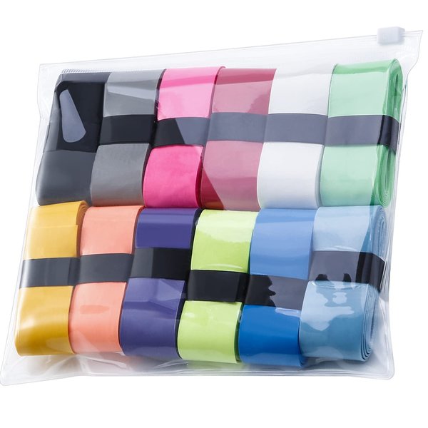12 Pieces Tennis Racket Badminton Racket Grip Tape Overgrips for Anti-Slip and Sweat Absorbent Grip (Multicolored, 12 Pieces)