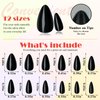 AddFavor 360pcs Almond Press on Nails Short Fake Nails, Black Short Almond Nails Press on Acrylic False Nail with Glue Adhesive Tabs for Women Girls