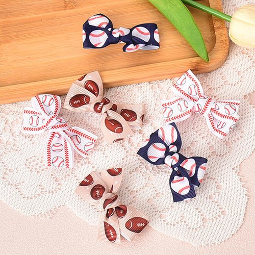Hair Bow Clip Set Football Gifts for Girls Daughter Baseball Gifts for Girls Women Sister Birthday Gifts Ribbon Bow Alligator Clip for Toddler Girls Hair Accessories Pack Football Baseball Bows