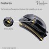 Parcelona French Belle Zip Design Small 2 3/4" Celluloid No Slip Grip Jaw Hair Claw Durable Styling Paris Hair Accessories Women Strong Hold Girls Hair Claw Clips, Made in France (Glossy Black)