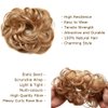 Messy Rose Bun Hair Piece Synthetic Hair Scrunchies Extension Curly Wavy With Elastic Rubber Band Ponytail Hair Extensions Updo Hairpieces for Women Girls(R18/22# Light Ash Brown&Brown Auburn)