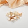 SWEETV Gold Bridal Hair Clip,Floral Bridal Hair Comb Barrette Flower Hair pieces for Brides Wedding