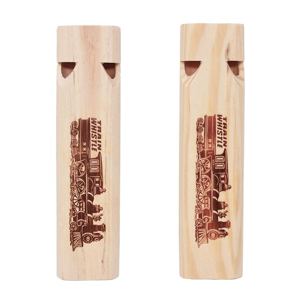 Fartime 2PCS Wooden Train Whistle-2Tones 5.75" Length-Wood Train Whistle for Kids,Stocking Stuffers,Train Party Favors,Noisemakers,Theme Birthday Decorations,etc.