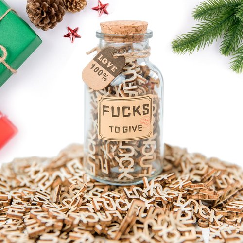 7Oz Fucks to Give, Jar of Fucks Gift Jar, Fuck Wooden Cutouts Letter Piece, Funny Swear Jar for Friends, Funny Gifts for Birthday, Gifts for Mom, Valentines Day Gift, Gag Gift, Small Gift, Desk Decor