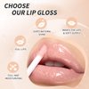 4 Pcs Hydrating Lip Gloss, REEF/AMBER/STONE/TOPAZ High Moisturizing Oil Tint with Hyaluronic Acid, High Shine for Plumper Looking Lips (#B)