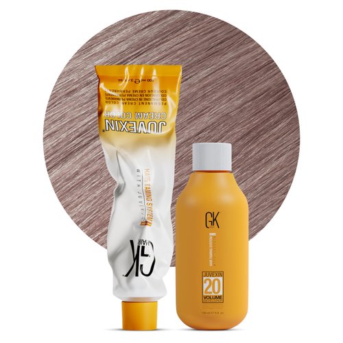 GK HAIR Global Keratin Pearl 8.12 Light Blonde Hair Color Cream Tube (3.4 Fl Oz/100ml) + 20 Volume Developer (5 Fl Oz/150ml) - Professional Permanent Long Lasting Toner Dye