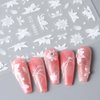 3D White Lace Flower Nail Stickers for Nail Art Lily Petal Floral Nail Sticker Acrylic Flowers Nail Art Stickers Flower Nail Decals Matte Frosted Flower Stickers for Nails Women Nail Decorations, 4pcs