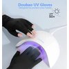Doubao Anti UV Gloves for Gel Nail Lamp, Professional UV Protection Gloves for Manicures, Fingerless Gloves for Protecting Hands from Nails UV Light (Black)