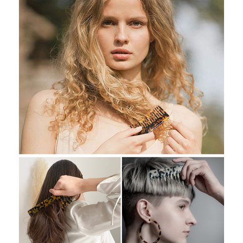 Small Travel Purse Hair Detangling Comb Tortoise Comb Wide Tooth Pocket Comb For Thick Curly Wavy Hair,Acetate Hair Detangler Comb For Wet And Dry,2 Pack