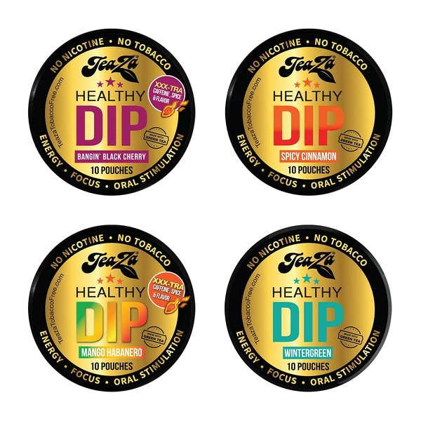 TeaZa The Bold & Bangin Black Cherry & Wintergreen & Spicy Cinnamon & Mango Habanero Bundle - Herbal Snuff - Great Tasting & Refreshing - 4 Count