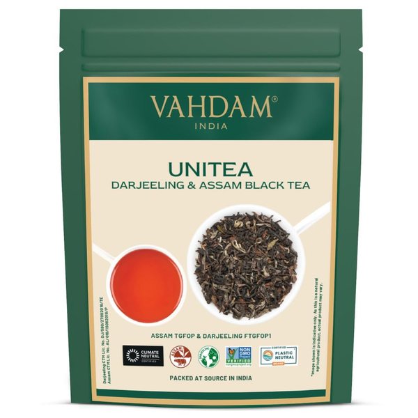 VAHDAM, UNITEA Black Tea Leaves +170 Cups,12oz | Blend Of Darjeeling Tea & Assam Tea | ROBUST & FLAVORY Black Tea Loose Leaf | Unblended Single Origin Tea | Vacuum Sealed Pack