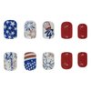 Sutaozhi Short Square Fake Nails 4th of July Press on Nails Independence Day Day False Nails with Fireworks Letter USA Flag Design Patriotic Glue on Nails Red Glossy Acrylic Nails for Women Girl 24Pcs