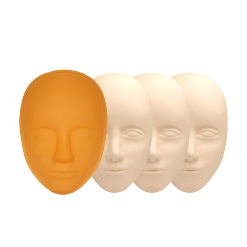 Healthcom 3 Pcs 5D Facial Tattoo Skin Practice Head Silicone Fake Facial Training Skin with 1 Support Base Eyebrow Eyeliner Lips Model Microblading Permanent Makeup for Beginners and Artists